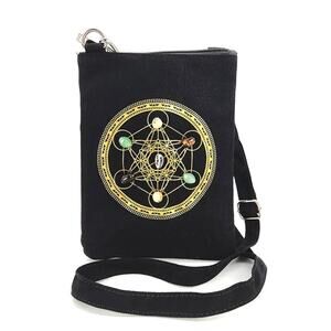 Wealth Prosperity Sacred Geometry Crystal Grid Bag Gemstone Purse